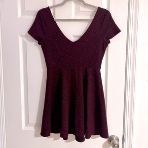 Forever 21 Floral Embroidered Dress - Burgundy/Black - Medium